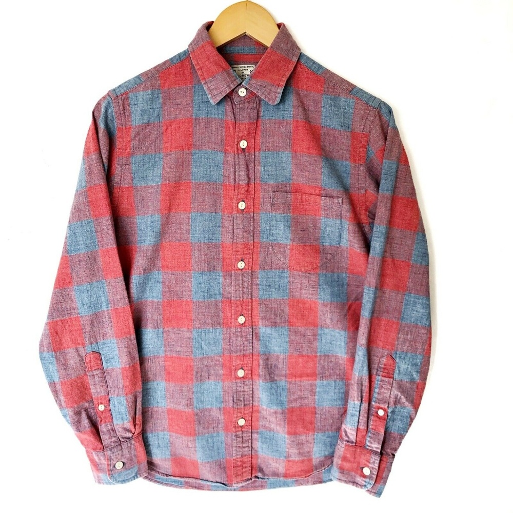 J. Crew Jackson Plaid Cotton Button-Up Shirt Soft Pink Woven Long Sleeve Size XS - Picture 1 of 8